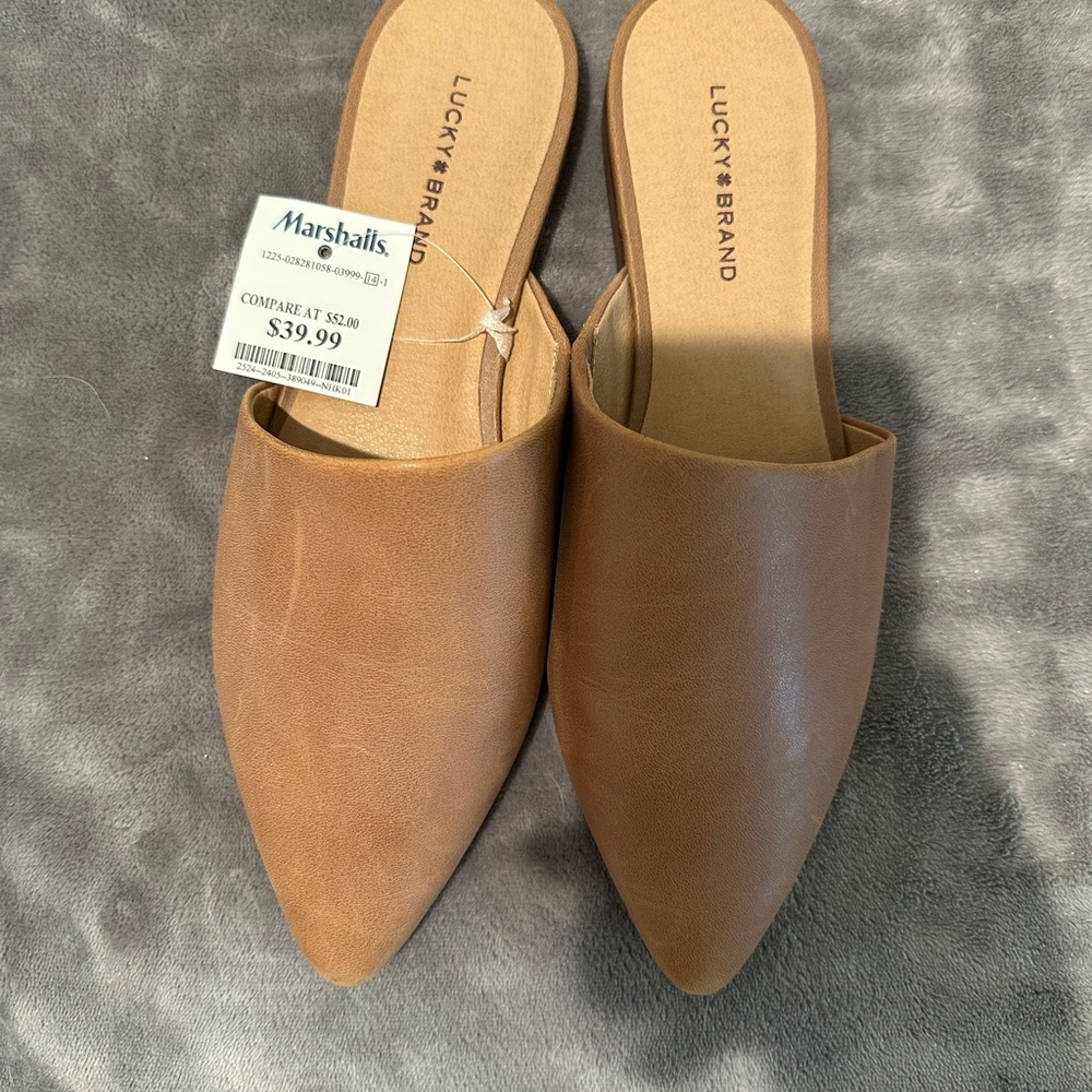 Lucky Brand Tan Mules Pointed Toe Slip-On